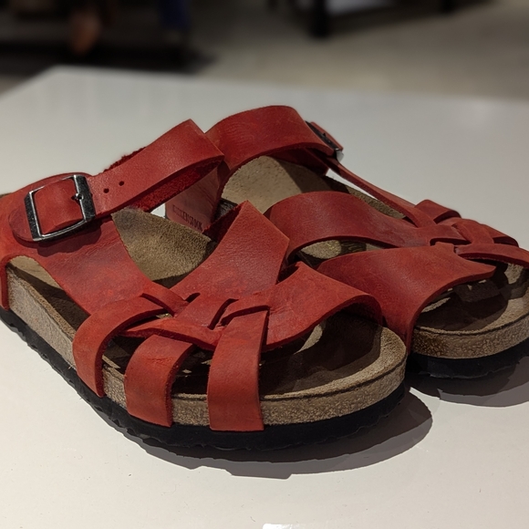 SOLD Birkenstock Women/Men Red Sandals - Picture 3 of 11